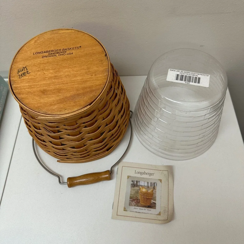 Longaberger Classic Autumn Pail Basket 2002 with Protector and Pamphlet 10068